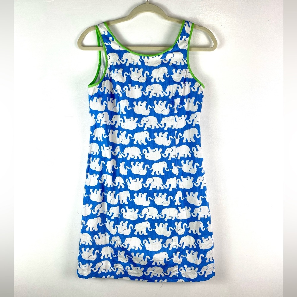 Lilly Pulitzer Size 2 Blue Cathy Shift Animal Elephant Print Sleeveless Dress